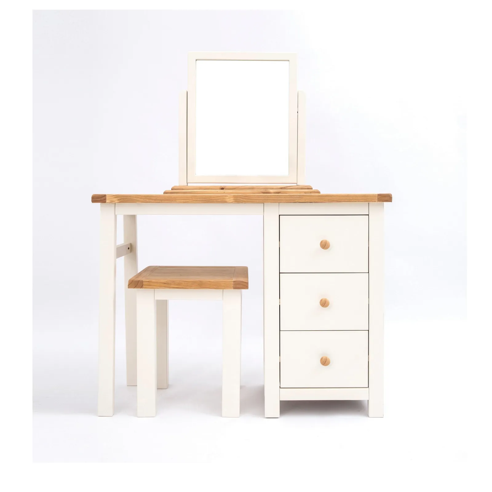 Cabinet Bits Maggiori 3 Drawer Dressing Table Set Wood Knob in Off-White