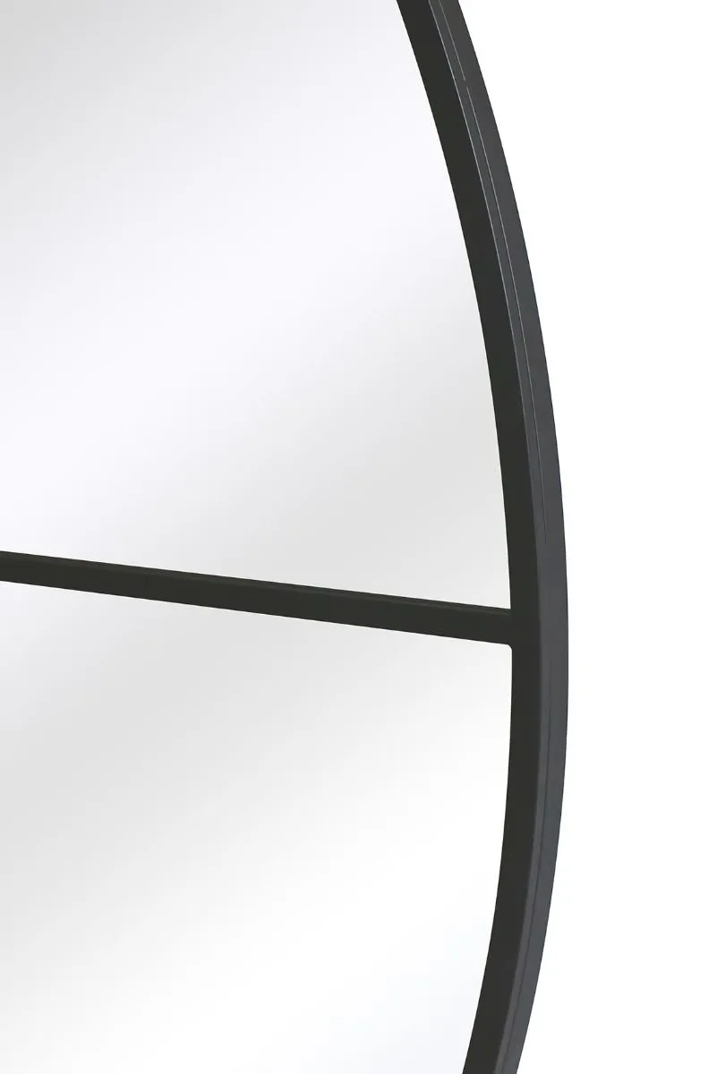 MirrorOutlet Black Large Circular Window Metal Garden Wall Mirror (200x200cm) 4