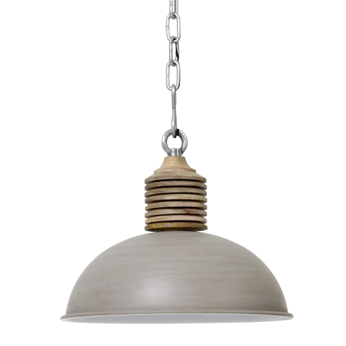 Concrete Hanging Pendant, Natural Wood Top