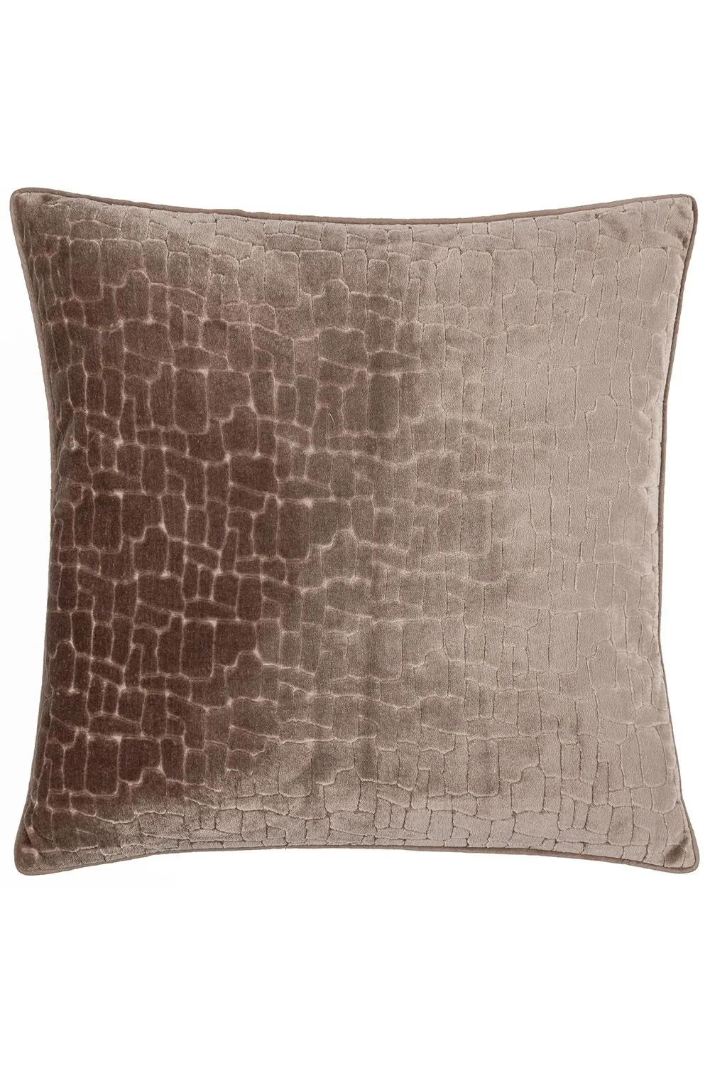 Paoletti Bloomsbury Soft Cut Velvet Piped Cushion in Taupe 1