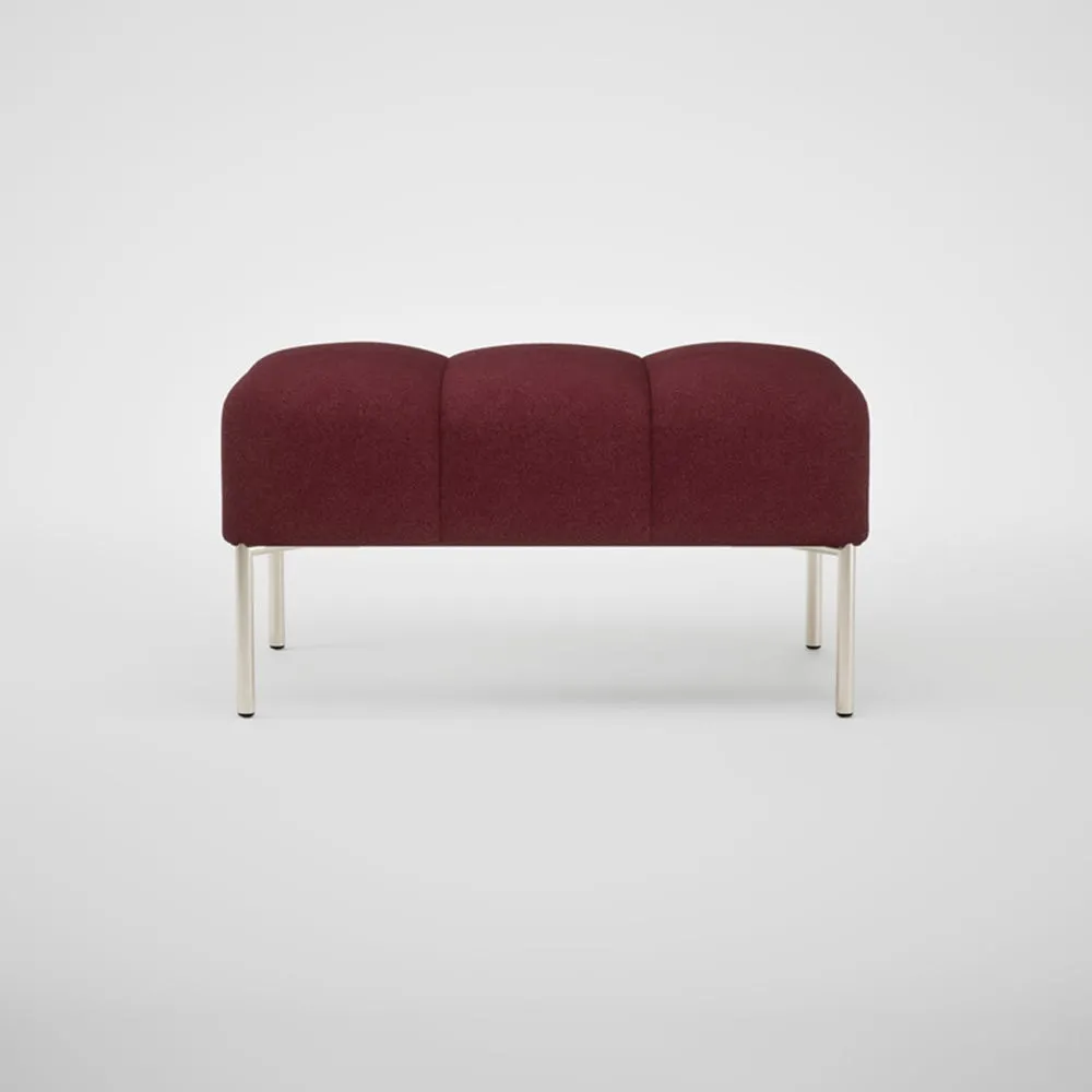 Heal's Quadro Ottoman St Moritz Wool Red 74 Stainless Steel Feet 2