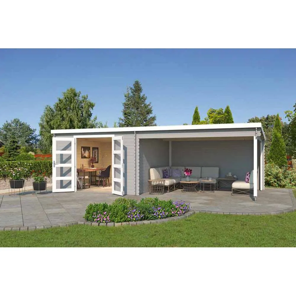 Lasita Maja Ltd New Orleans-Log Cabin, Garden Room, Home Office - L730xW359.1xH222.3cm in Natural