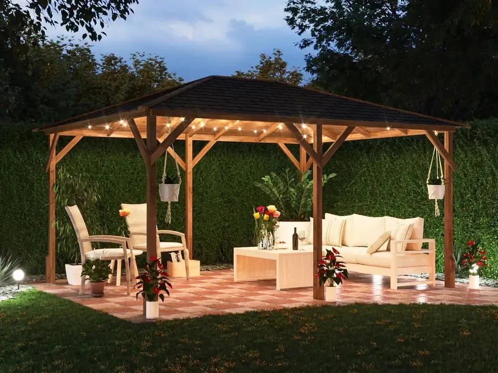 Dunster House Heavy Duty Wooden Gazebo 4x3m Pressure Treated Roof Shingles Utopia 430 in Brown 3