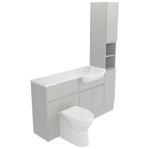 Deccado Clifton Whisper Grey Right Hand 1500mm Fitted Tower, Vanity & Toilet Pan Unit Combination with Right Hand Basin 2