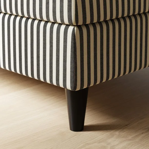 Zoe Pinstripe Fabric Square Storage Footstool 5