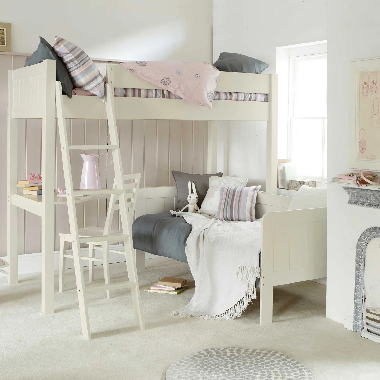 Pippin Childrens Highsleeper with Sofabed And Corner Desk