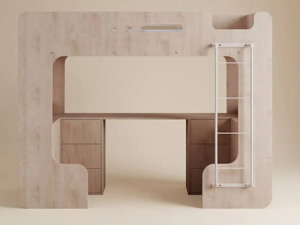 Flair Jaxx High Sleeper with Desk Oak in Light Oak 4