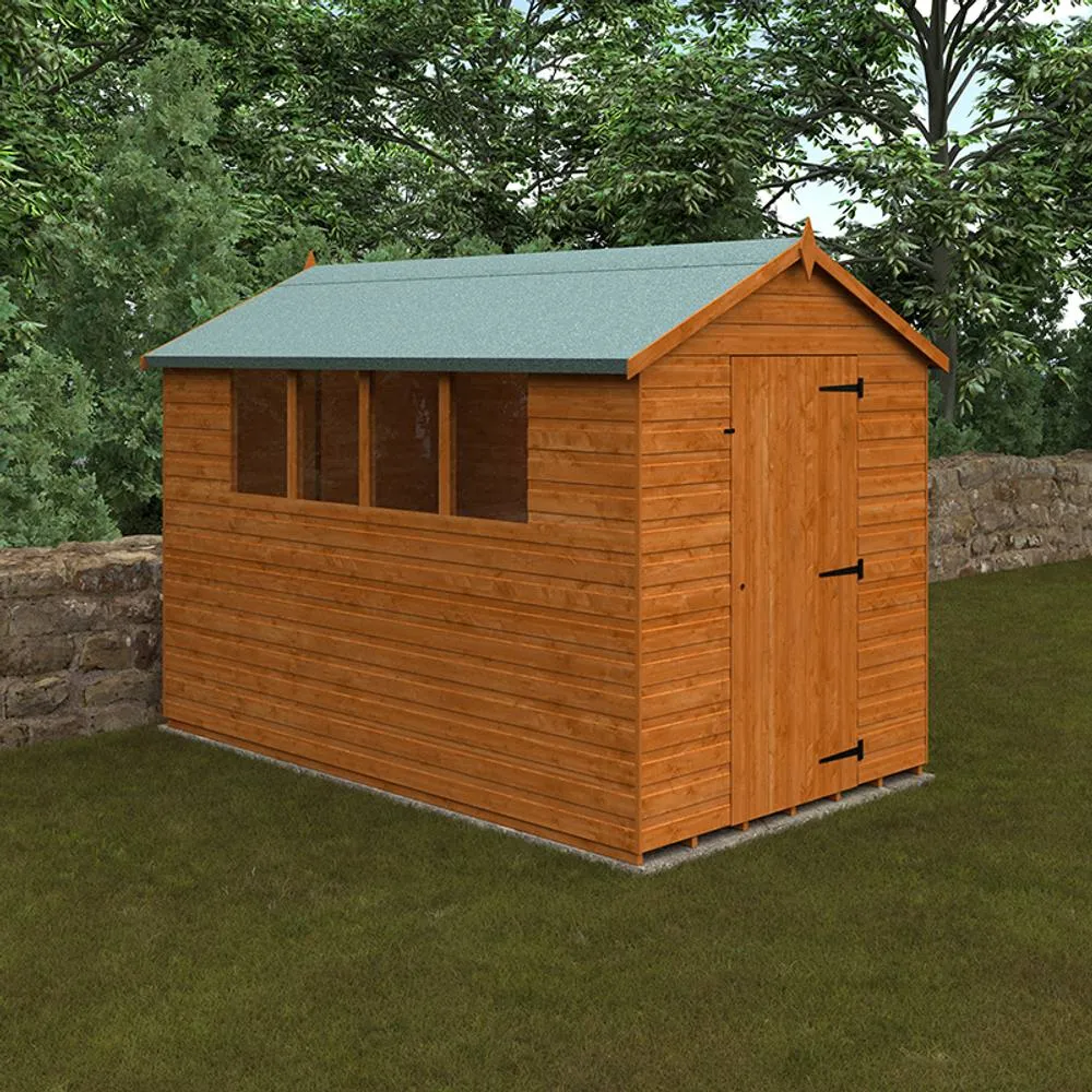 Buttercup Farm 10 x 6 Feet Super Apex 12mm Shed - Solid Wood/Softwood/Pine in Burnt Orange 2