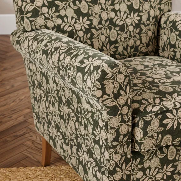 Enya Vintage Pod Print Scroll Armchair 4