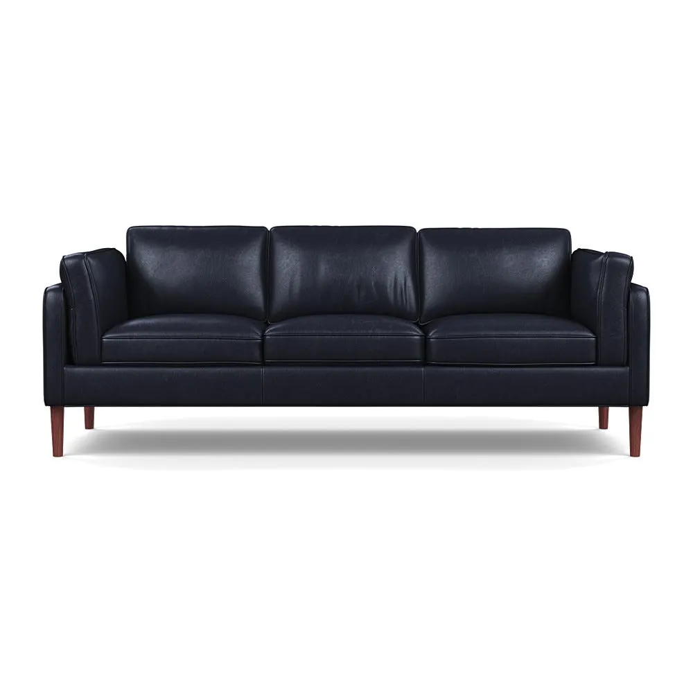 Heal's Sonno 4 Seater Leather Stonewash Black 263 Walnut Feet 1