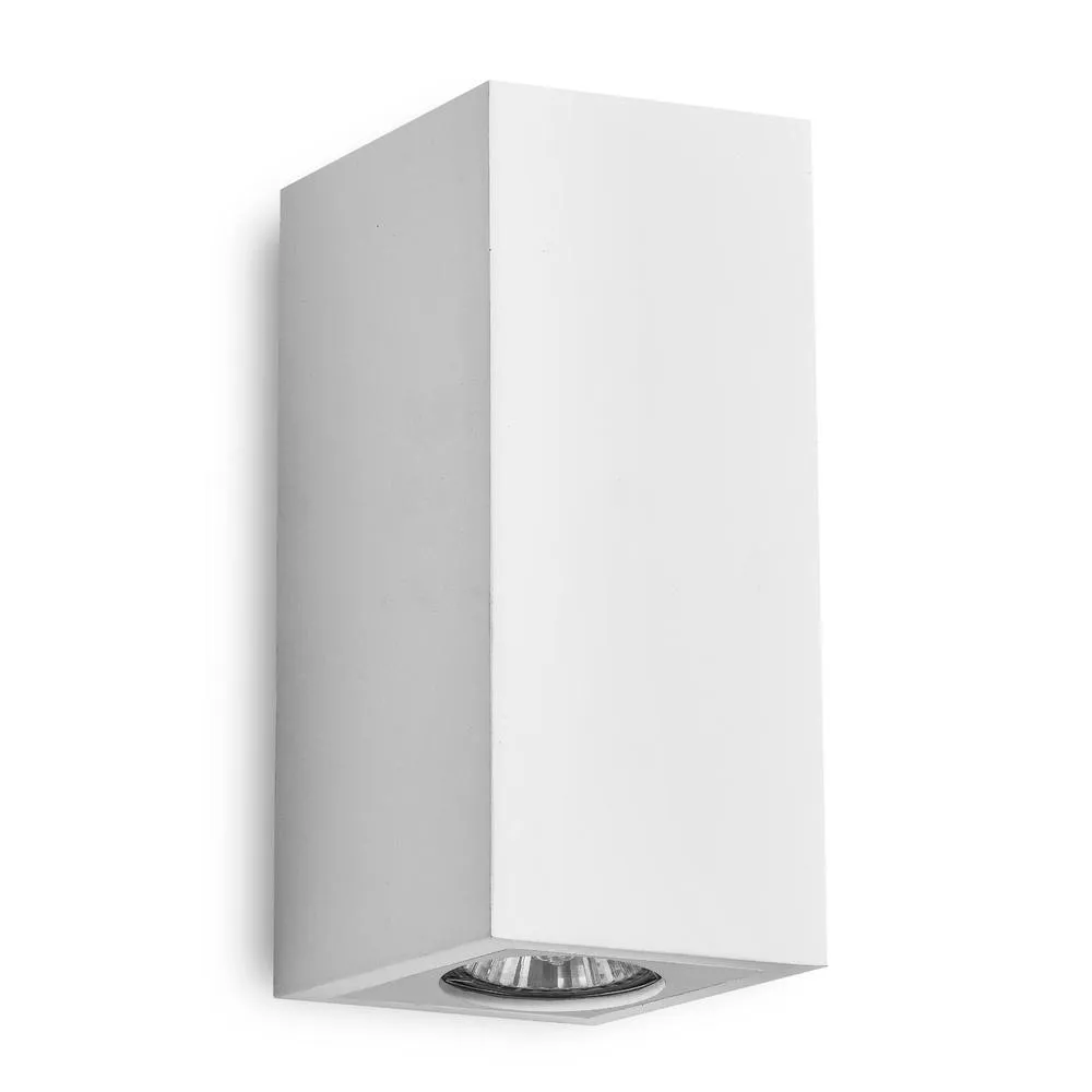 First Choice Lighting Set of 2 Kube - White Plaster GU10 Wall Lights 2