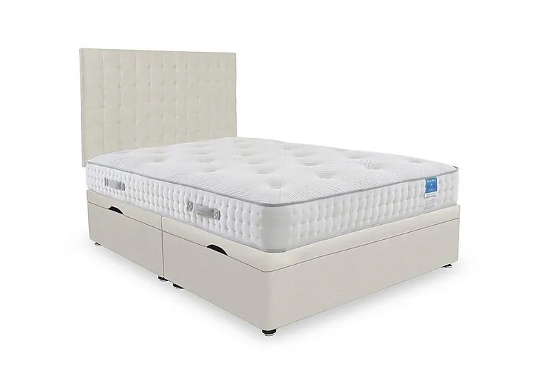 Ergo Deluxe Side Lift Ottoman Divan Set - King Size - Plush Ecru