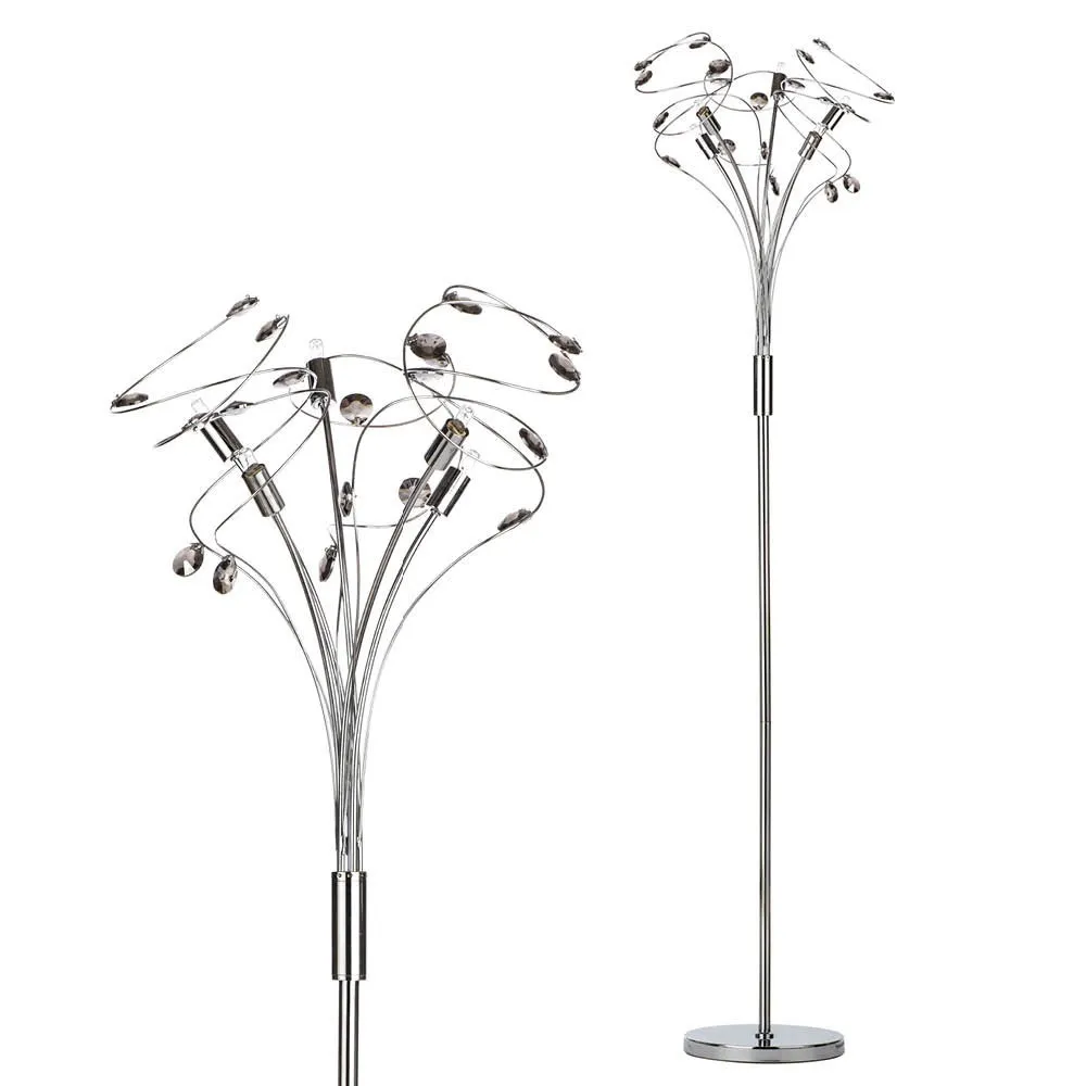 Othello Floor Lamp with Smoke Glass, Chrome