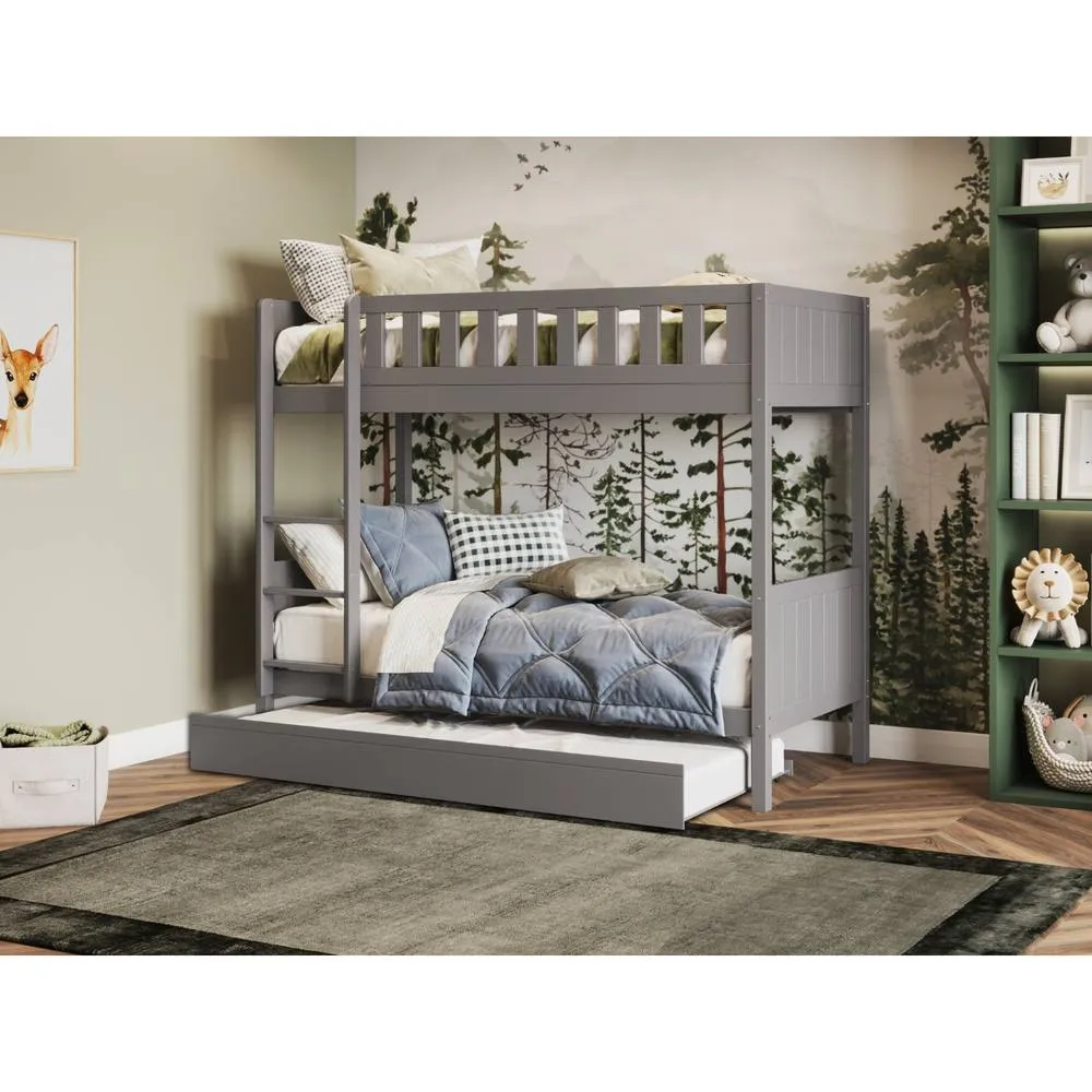 Flair Bea Shorty Wooden Bunk Bed with Trundle in Grey 1