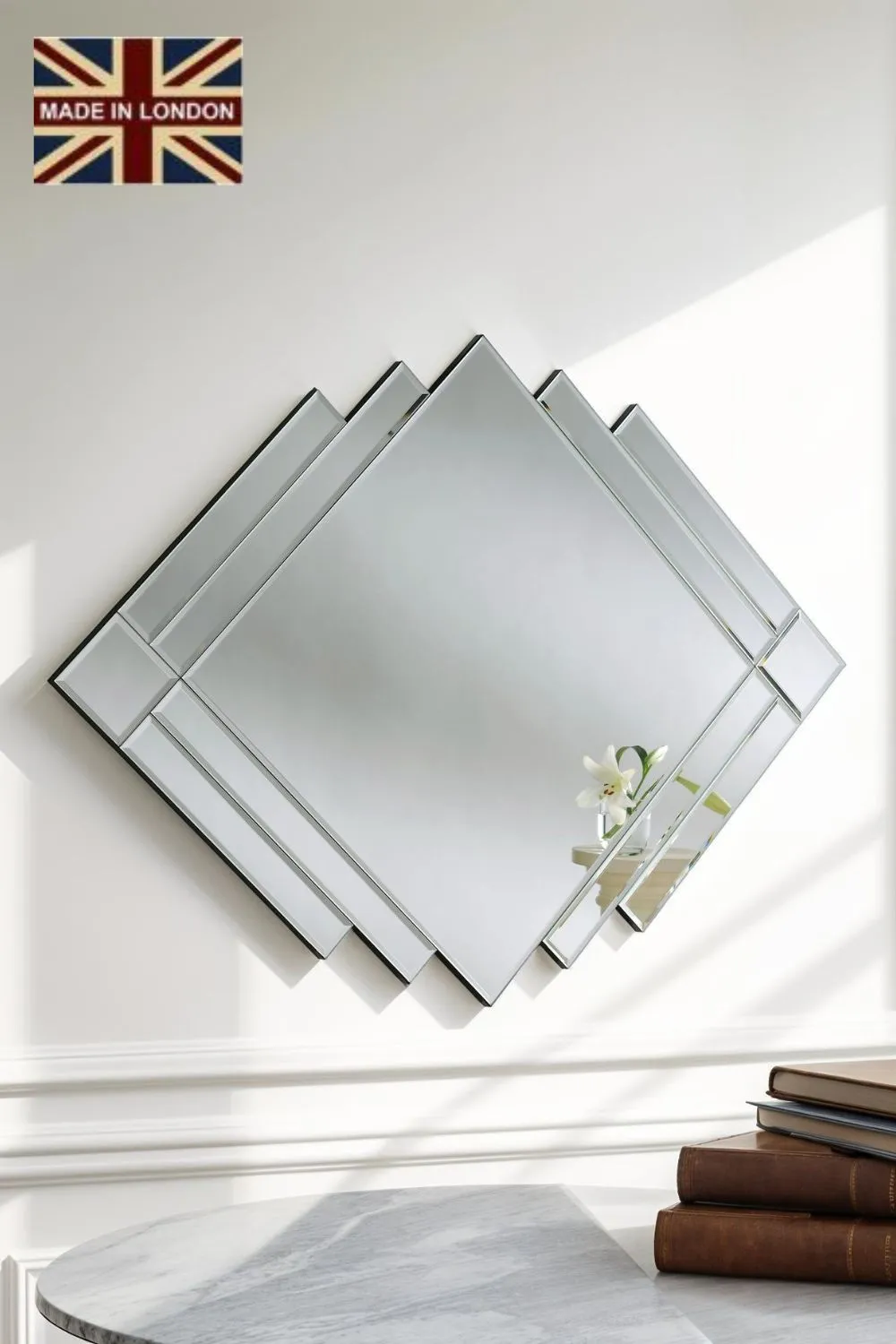 Yearn Mirrors Art Deco 1930's Inspired Bevelled Wall Mirror in Clear