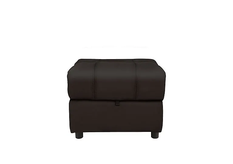 Moreno Leather Storage Footstool - Dark Chocolate