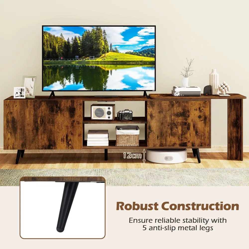 Costway Industrial 55" TV Stand Wooden Entertainment Center in Brown 4