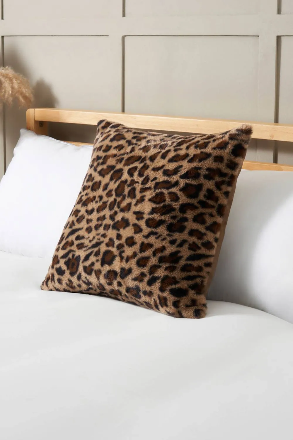 BHS Leopard Print Fleece Brown Cushion