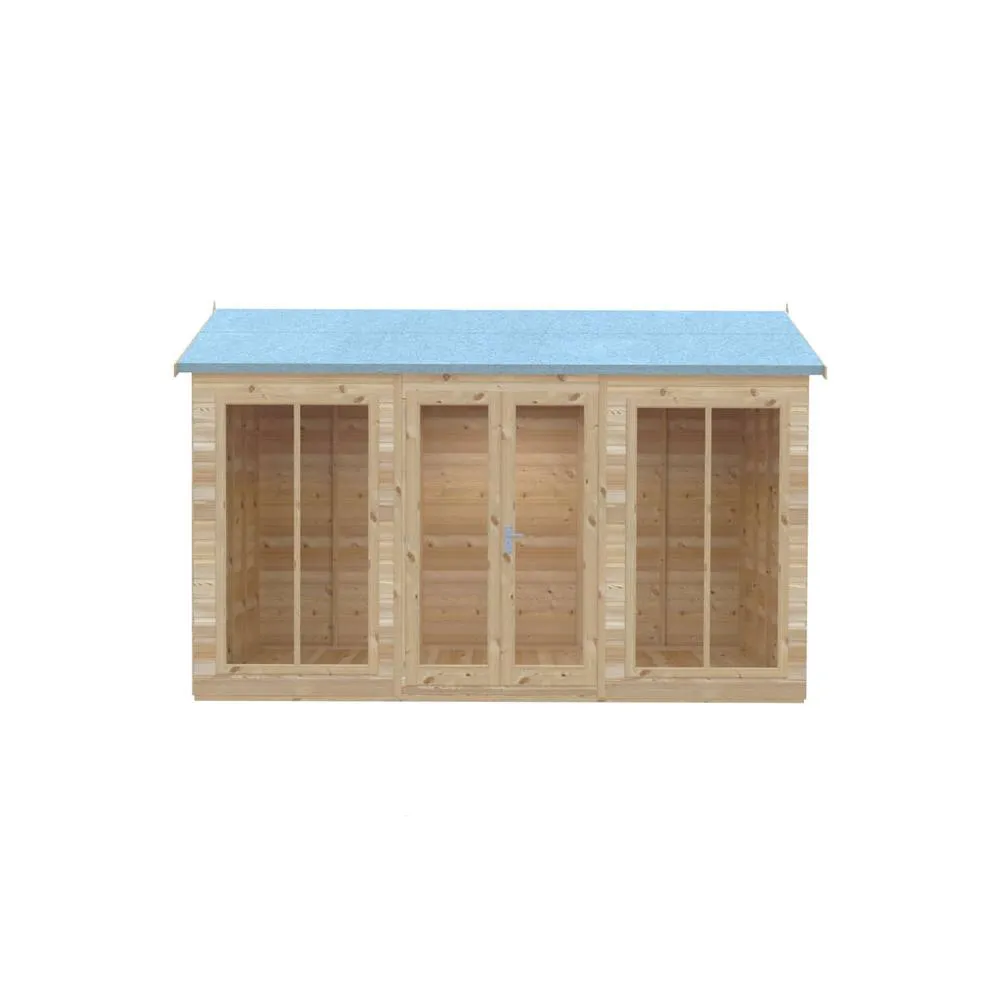Shires Mayfield 12 x 6 Summerhouse - Wood - L179 x W357 x H240.9 cm in Light Brown