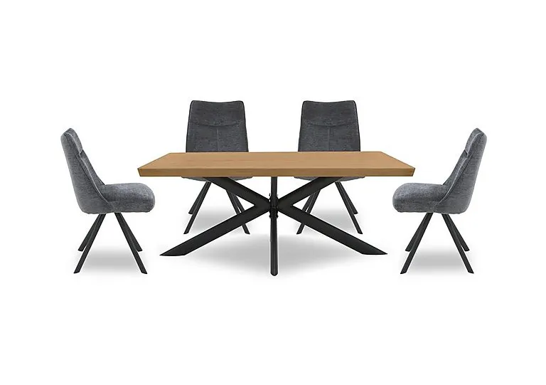 Athena 160cm Compact Soft Edge Dining Table and 4 Swivel Chairs