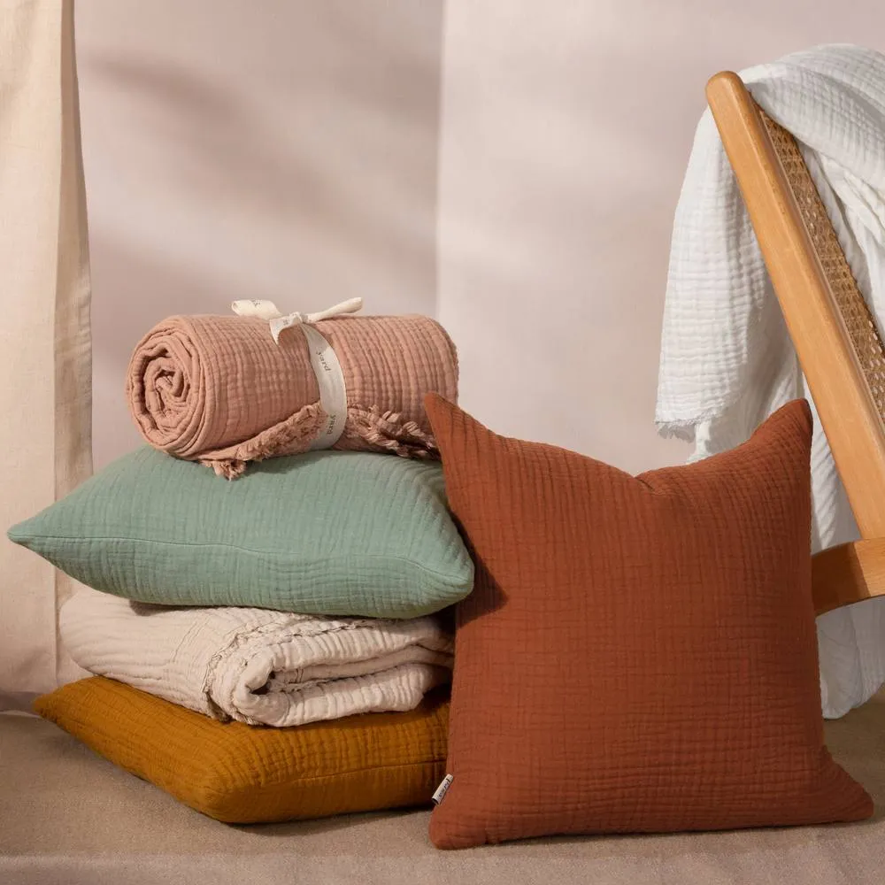 Yard Lark Muslin 100% Cotton Plain Cushion in Natural 5