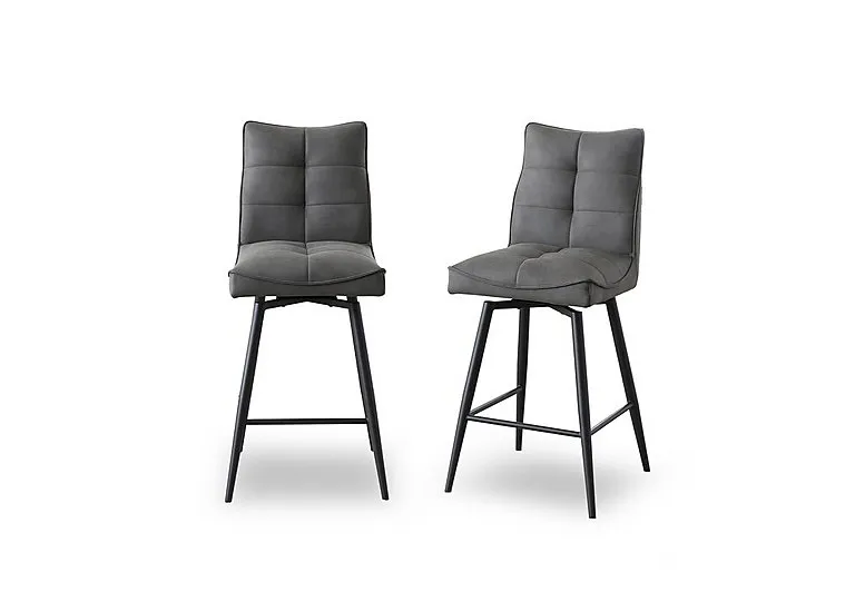 Germain Pair of Swivel Bar Stools - Charcoal