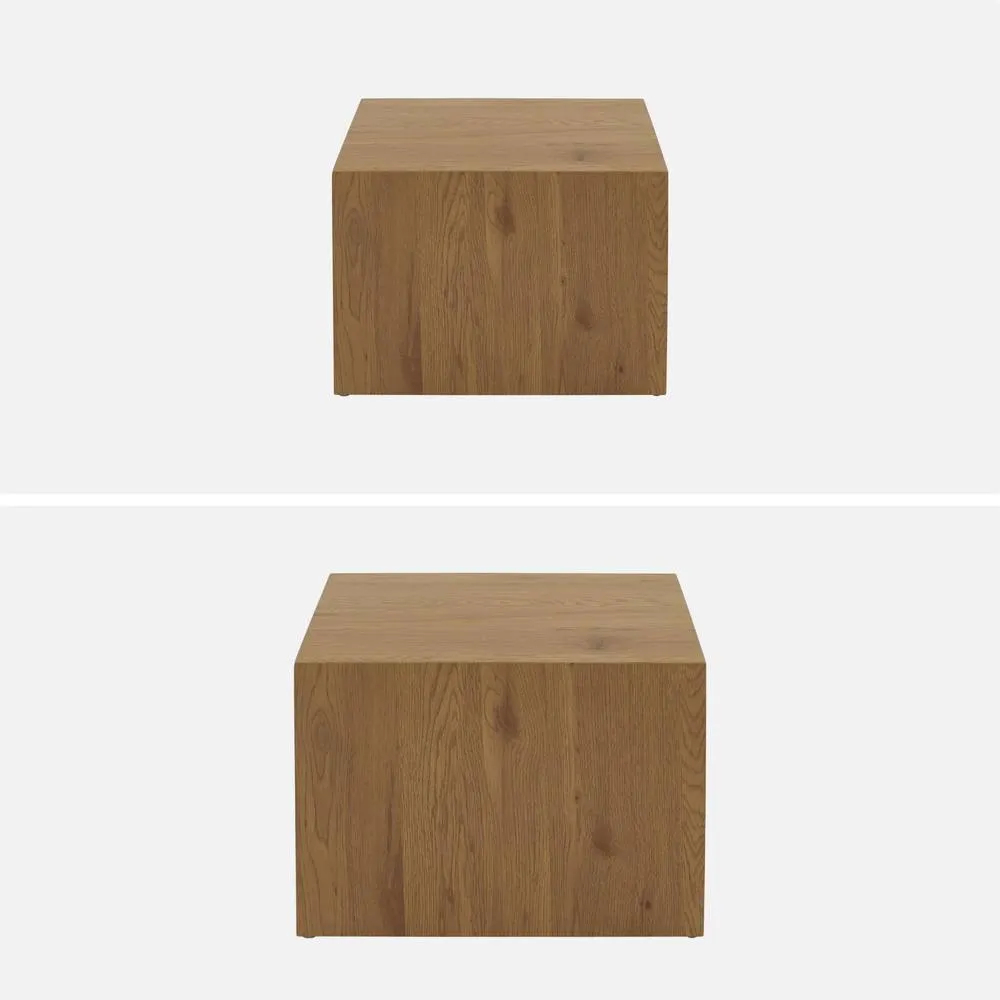 sweeek Set of 2 square wood effect nesting coffee tables in Beige 6