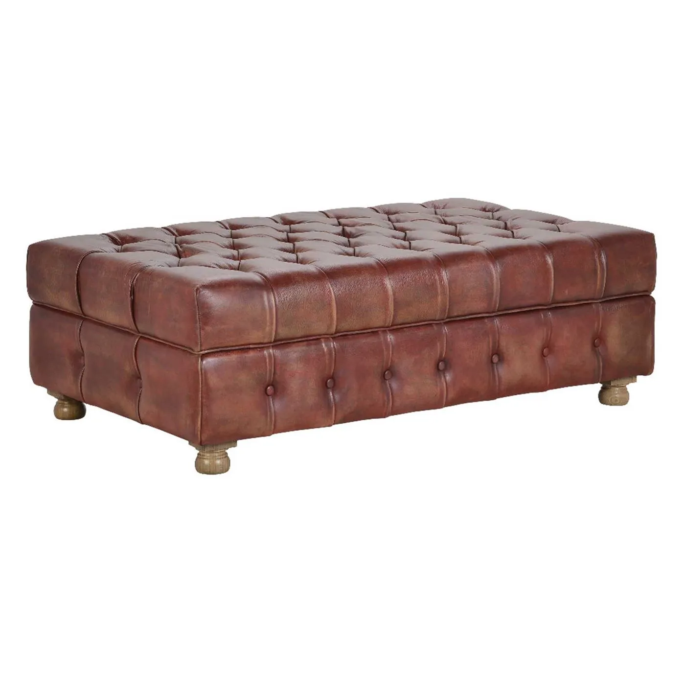 Timothy Oulton Westminster Buttoned Storage Stool, Vagabond Red