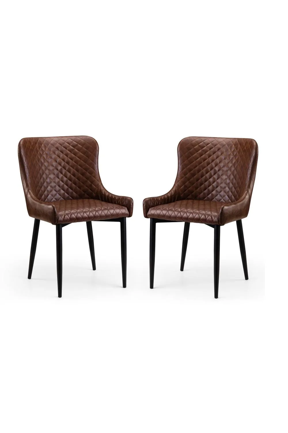 Julian Bowen Luxe Diamond Quilted Upholstered Dining Chair (Set of 2) in Brown 4
