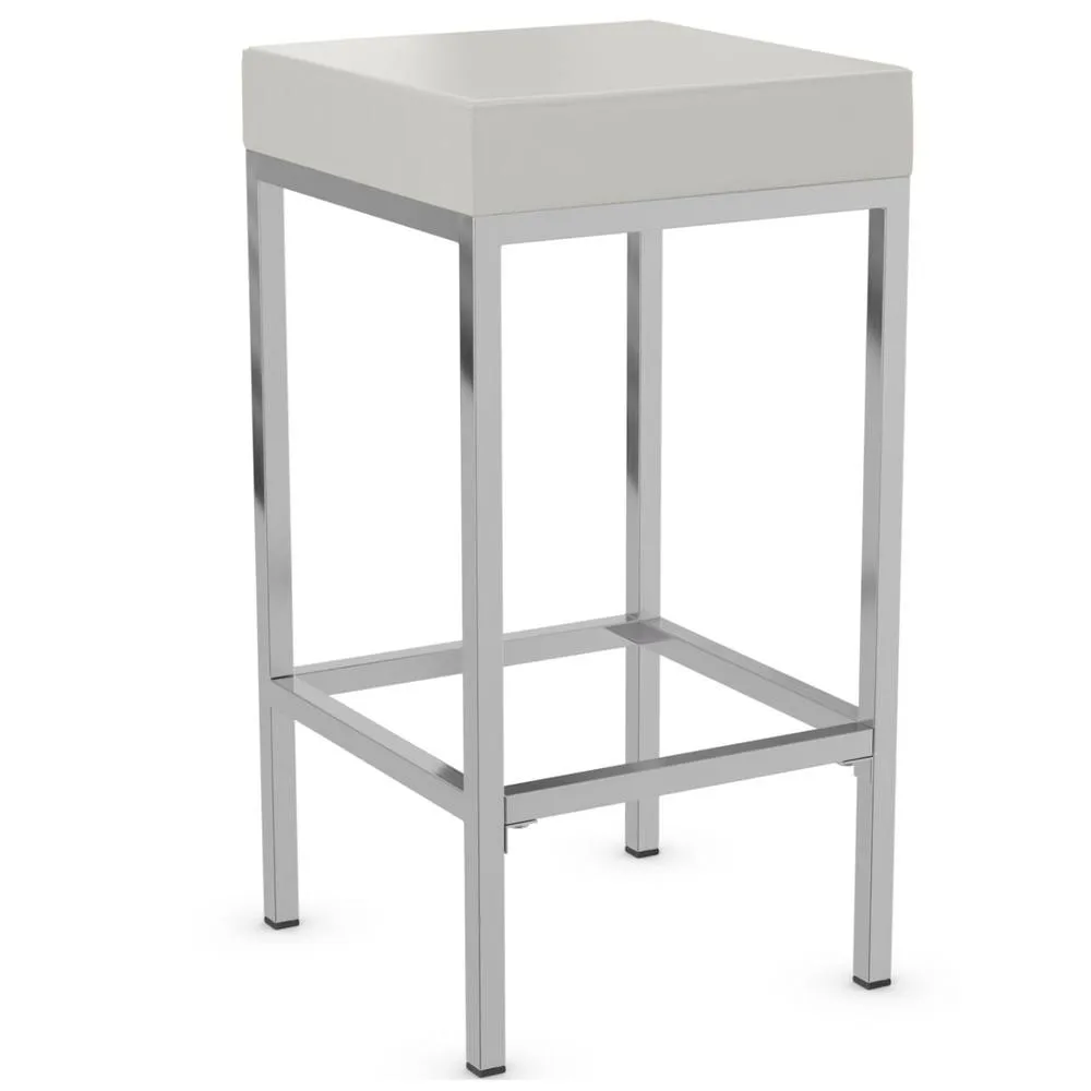 netfurniture Ernest Kitchen Bar Stool White Padded Seat Chrome Frame 2