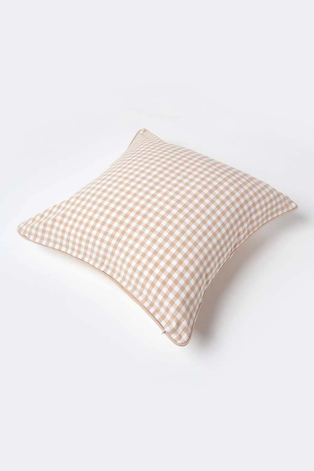 Homescapes Cotton Gingham Check Cushion Cover in Beige 4