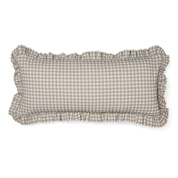 Gingham Frill Cotton Rectangle Cushion 3