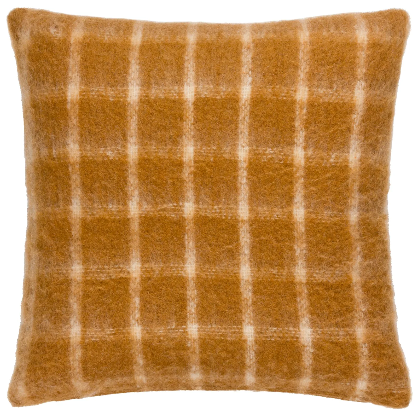 Yard Yarrow Check Faux-Mohair Cushion in Orange 2