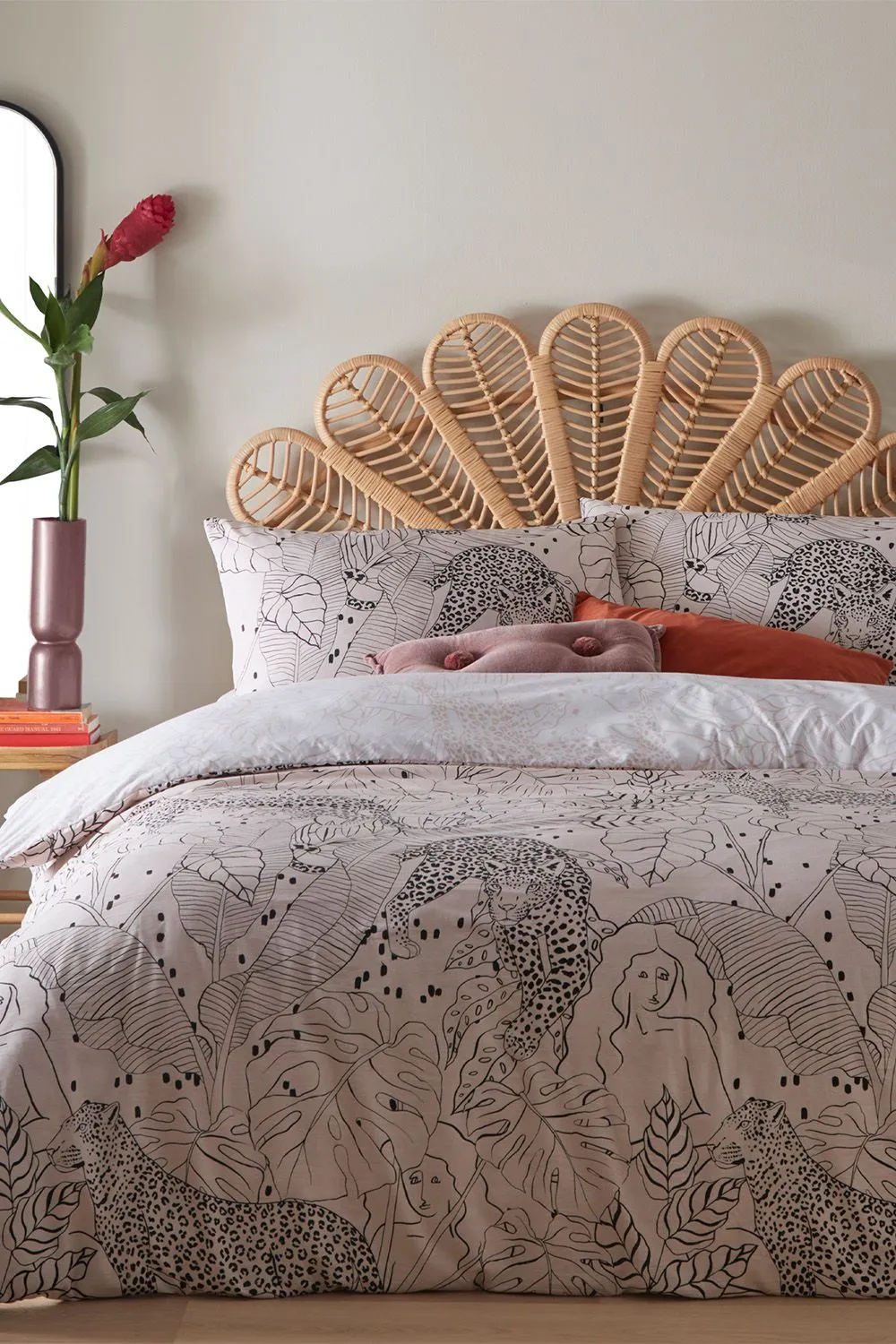 Furn Aurora Botanical Reversible Duvet Cover Set in Light Pink