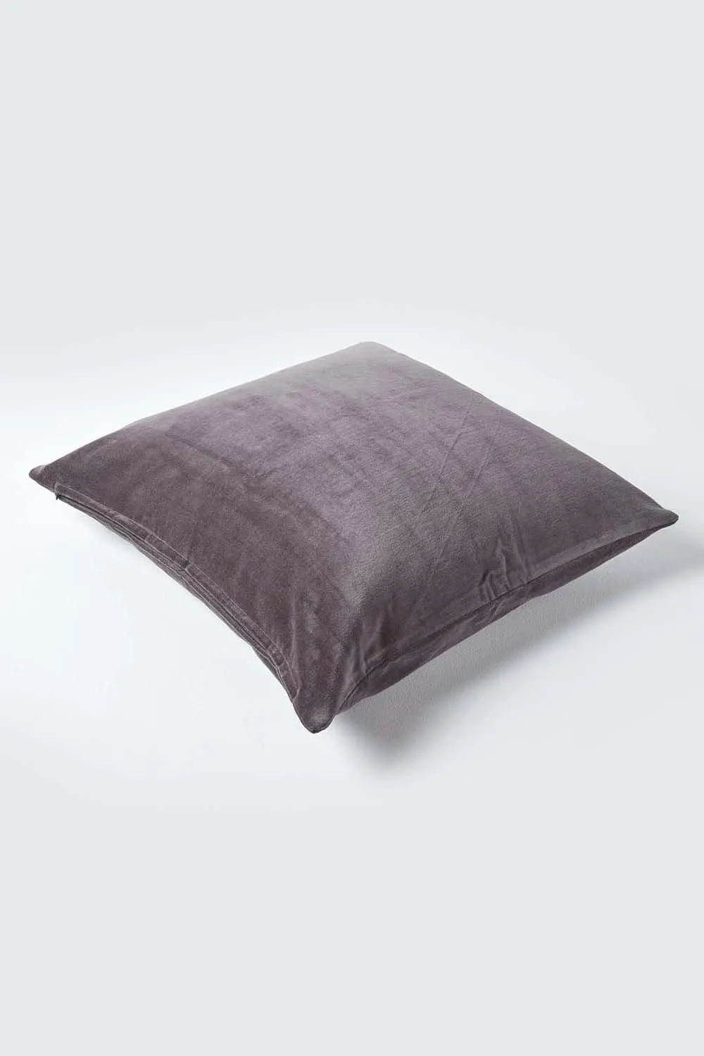 Homescapes Velvet Cushion Cover 100% Cotton, Soft & Machine Washable in Dark Grey 3