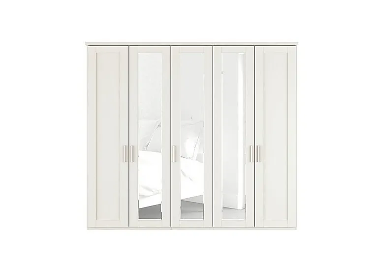 Kempton 5 Door Hinged Wardrobe with Mirrors - White