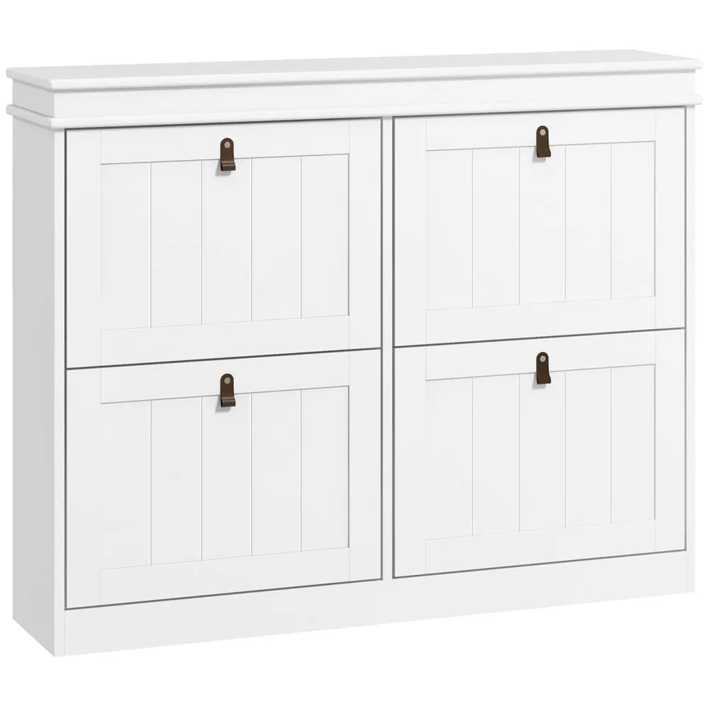 HOMCOM Slim Shoe Cabinet with Adjustable Shelves for Hallway, White 2