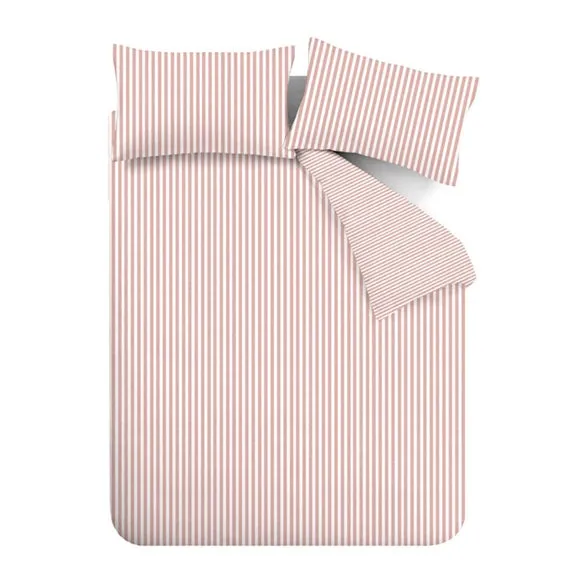Catherine Lansfield Stripe 100% Brushed Cotton Reversible Duvet Cover & Pillowcase Set 5