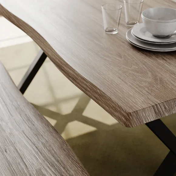 Ezra II 6 Seater Rectangular Dining Table with 2 Benches 3