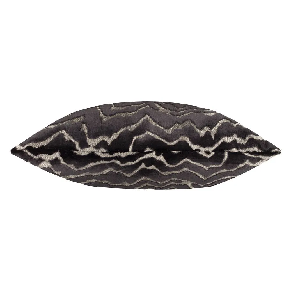Paoletti Tierra Cut Velvet Abstract Cushion in Jet Black 3