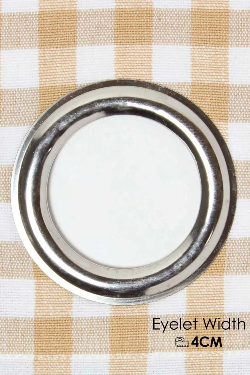 Homescapes Cotton Gingham Eyelet Curtain Pair in Beige 4