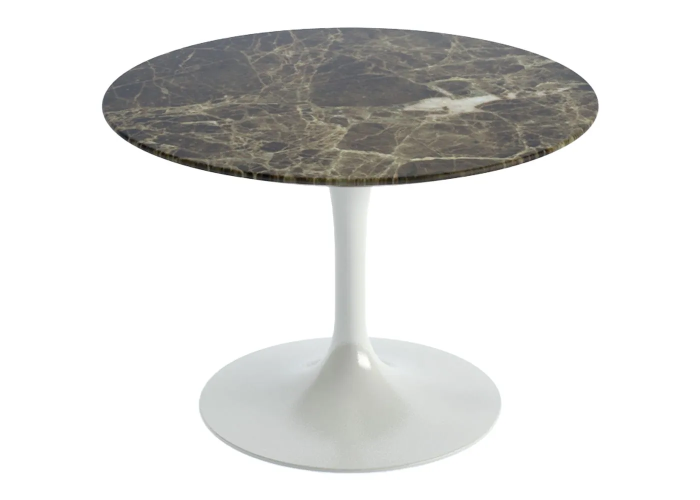 Knoll Saarinen Coffee Table with White Base in Brown Emperador 51cm 1