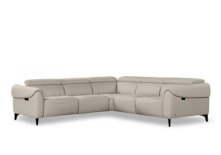 Nicole Large Leather Power Recliner Corner Sofa with Power Headrests and Power Lumbar