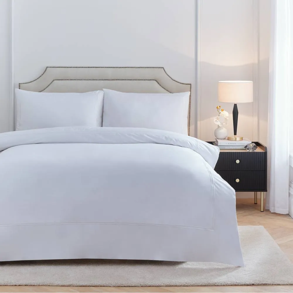 Paoletti Elara 100% Cotton Embroidered Duvet Cover Set in White 1