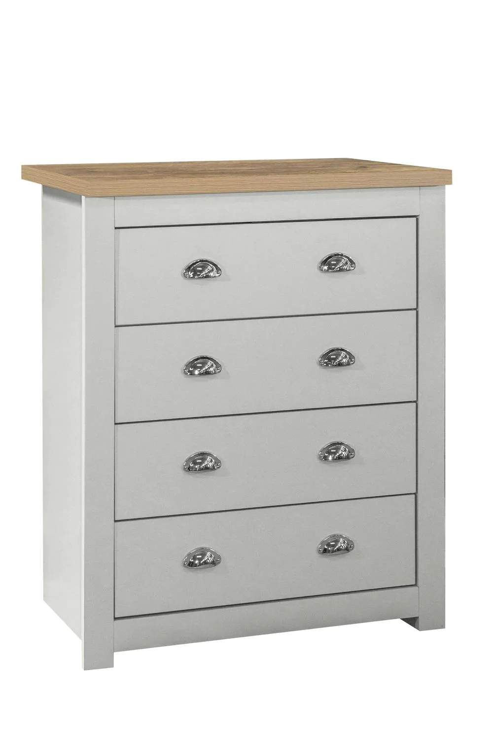 Birlea Highgate 4 Drawer Chest Grey & Oak 6