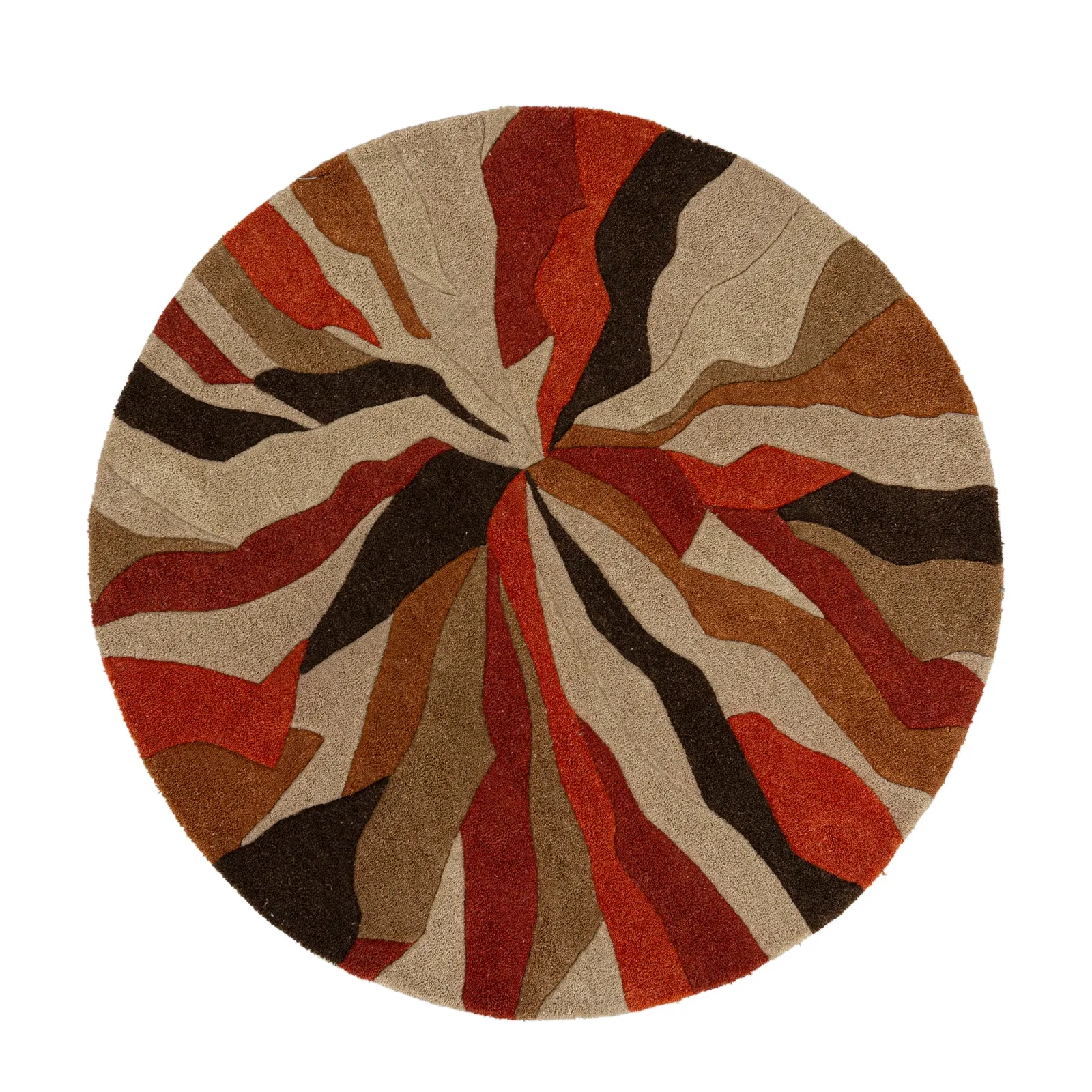 Infinite Splinter Circle Rug Orange, Red and Brown