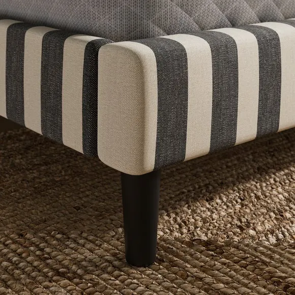 Skylar Woven Stripe Pillow Back Bed Frame 3