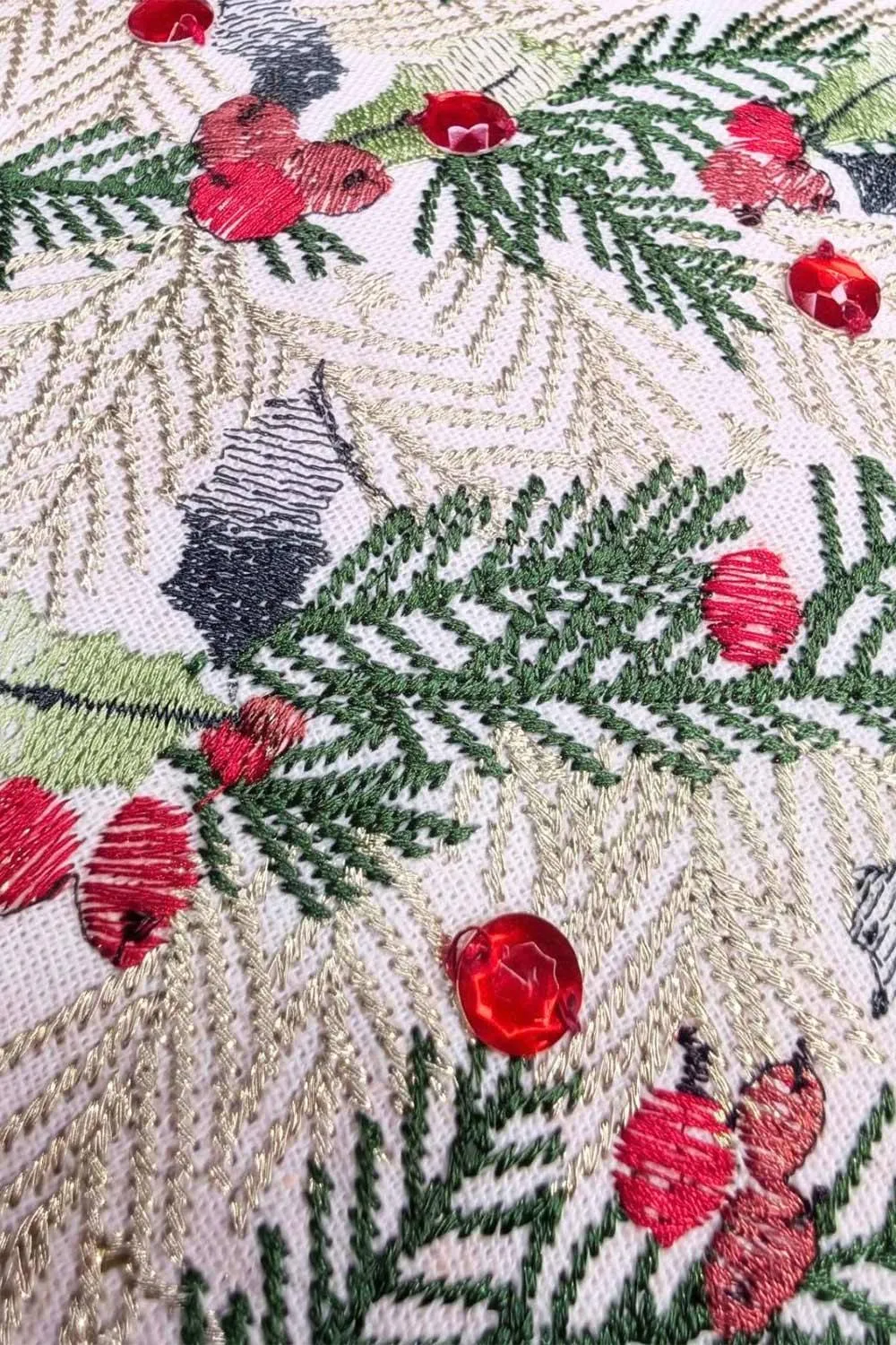 Homescapes Woven Christmas Trees Cushion with Cover, 45x45cm in Cream 5
