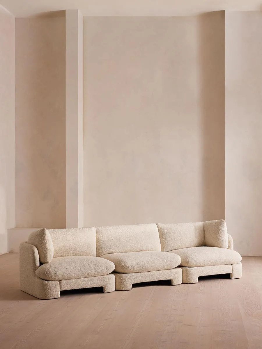 Odell Modular Sofa, Four Seater, Boucle, Natural