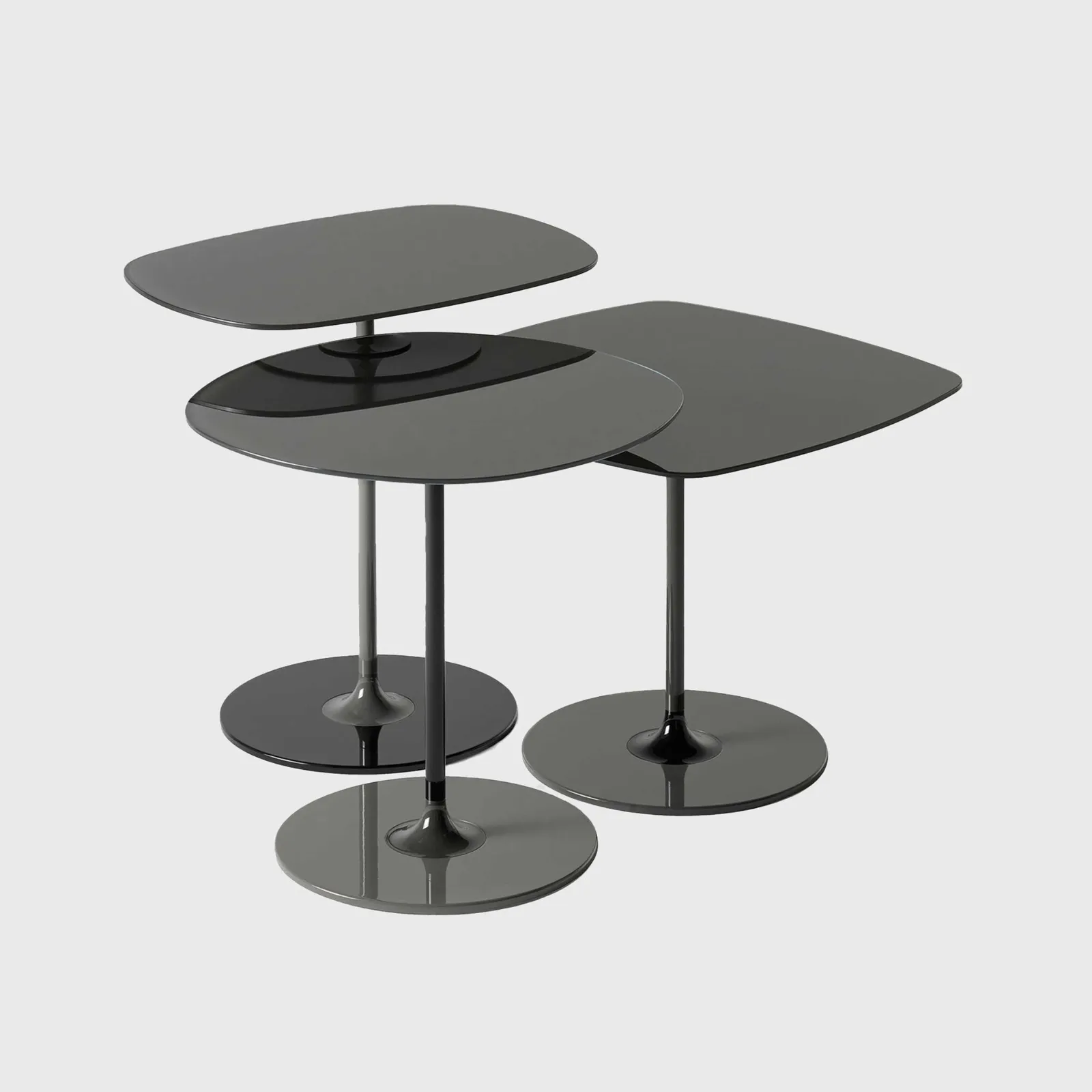 Kartell Thierry Set 3 Side Tables H40+H45+H50 Black Glass | Barker & Stonehouse